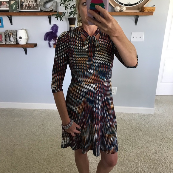 Multi Color Neck Tie Dress - Picture 5 of 7